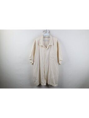 Vintage Tommy Bahama Mens 2XL XXL Silk Short Sleeve Collared Button Shirt Cream